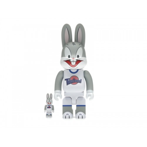 Набор из двух фигурок Bearbrick x Space Jam Rabbrick Bugs Bunny 100% & 400% Set Grey - 7см и 28см.