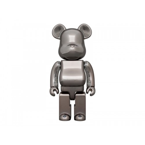 Фигурка оригинальная Bearbrick Rinaro Audio Chrome Portable Bluetooth Speaker 400% Platinum - 28см.