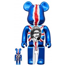 Набор фигурок (7см и 28см) Bearbrick Sex Pistols "God Save The Queen" 100% & 400% Set Chrome