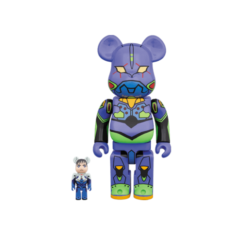 Оригинальный набор фигурок Bearbrick Shinji & Evangelion 100% & 400% Set Purple Multicolor - 7см и 28см