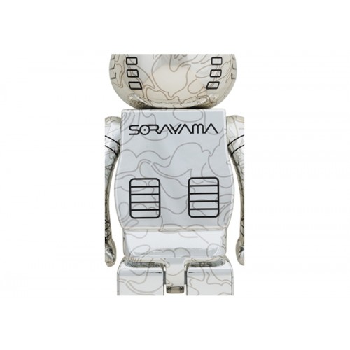 Оригинальная большая фигурка Bearbrick x BAPE x Hajime Sorayama Camo Shark 1000% Silver - 70см