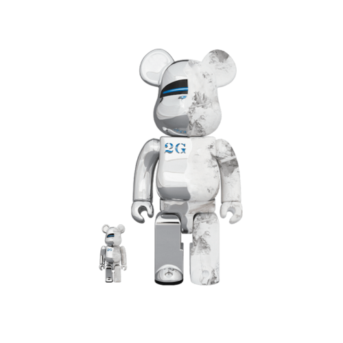 Оригинальный набор фигурок Bearbrick SORAYAMA x Daniel Arsham 100% & 400% Set Silver - 7см и 28см