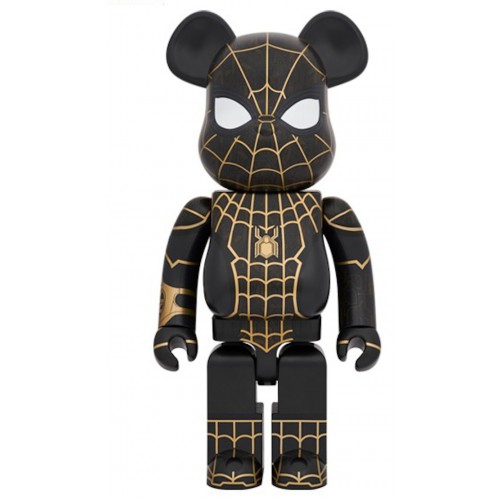 Оригинальная большая фигурка Bearbrick Spider-Man No Way Home 1000% Black/Gold - 70см