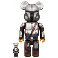 Набор фигурок (7см и 28см) Bearbrick Star Wars The Mandalorian 100% & 400% Set Chorme