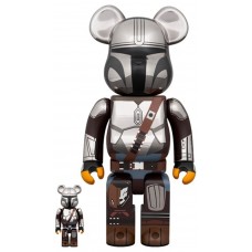 Набор фигурок (7см и 28см) Bearbrick Star Wars The Mandalorian 100% & 400% Set Chrome