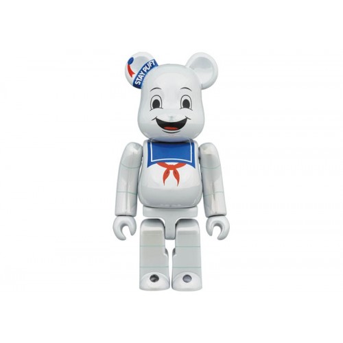 Оригинальный набор фигурок Bearbrick Stay Puft Marshmallow Man 100% & 400% Set White Chrome Ver. - 7см и 28см
