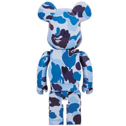 Оригинальная большая фигурка Bearbrick x A Bathing Ape ABC Camo 1000% Blue - 70см