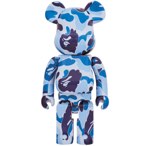 Оригинальная большая фигурка Bearbrick x A Bathing Ape ABC Camo 1000% Blue - 70см