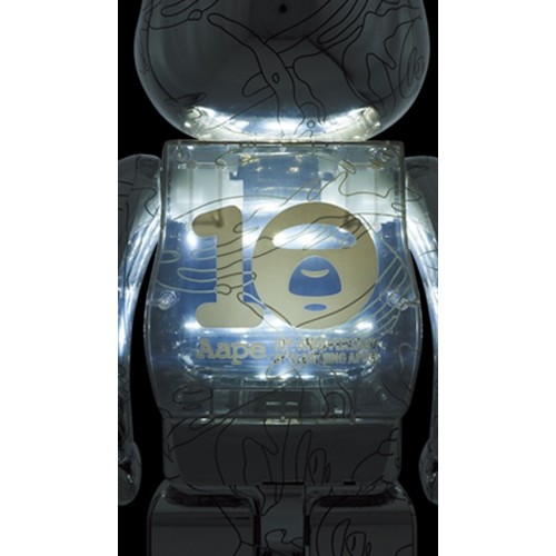 Оригинальная большая фигурка Bearbrick x AAPE by A Bathing Ape 10th Anniversary 1000% - 70см