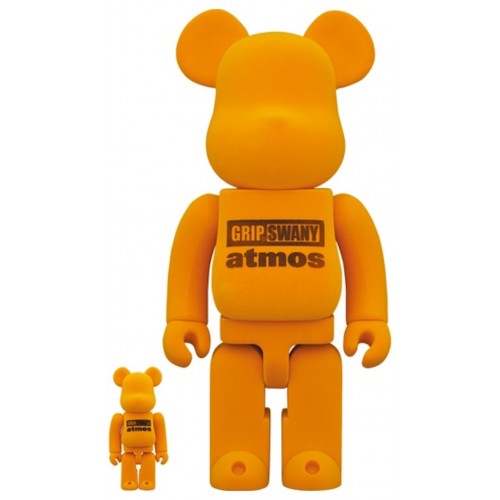 Оригинальный набор фигурок Bearbrick x atmos x GRIPSWANY 100% & 400% Set Orange - 7см и 28см