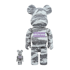 Набор фигурок (7см и 28см) Bearbrick x Atmos x Solebox 100% & 400% Set Grey