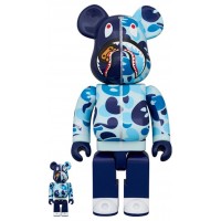 Набор фигурок (7см и 28см) Bearbrick x BAPE Baby Milo(R) Camo Shark 100% & 400% Set Blue
