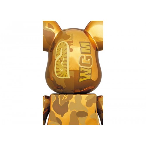 Оригинальный набор фигурок Bearbrick x BAPE Camo Shark 100% & 400% 4-Pc Set Gold/Silver - 7см и 28см