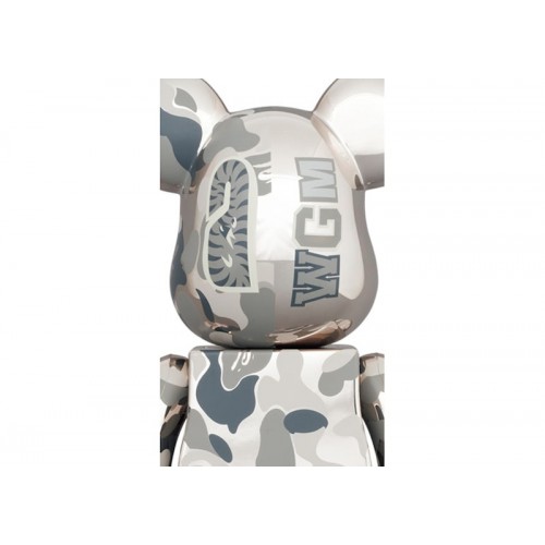 Оригинальный набор фигурок Bearbrick x BAPE Camo Shark 100% & 400% Set Silver - 7см и 28см