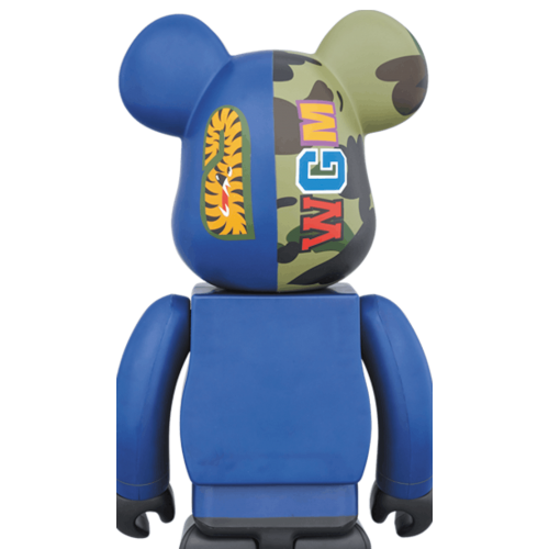 Оригинальная большая фигурка Bearbrick x Bape Camo Shark 1000% Blue - 70см