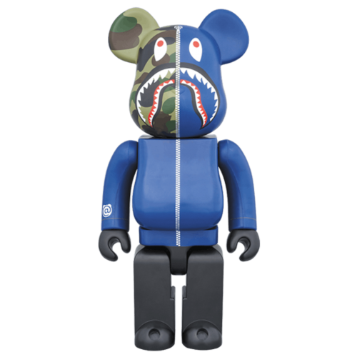 Оригинальная большая фигурка Bearbrick x Bape Camo Shark 1000% Blue - 70см