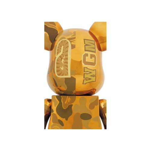 Оригинальная большая фигурка Bearbrick x BAPE Camo Shark 1000% Gold - 70см