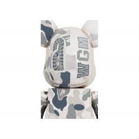 Bearbrick x BAPE Camo Shark 1000% Silver