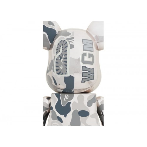 Оригинальная большая фигурка Bearbrick x BAPE Camo Shark 1000% Silver - 70см