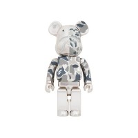 Bearbrick x BAPE Camo Shark 1000% Silver