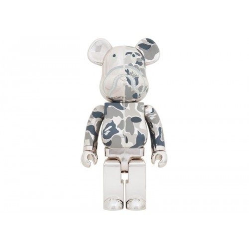 Оригинальная большая фигурка Bearbrick x BAPE Camo Shark 1000% Silver - 70см