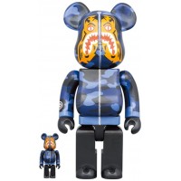 Набор фигурок (7см и 28см) Bearbrick x BAPE Camo Tiger 100% & 400% Set Blue