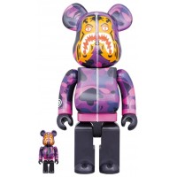 Набор фигурок (7см и 28см) Bearbrick x BAPE Camo Tiger 100% & 400% Set Purple