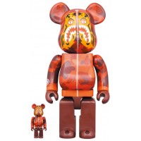 Набор фигурок (7см и 28см) Bearbrick x BAPE Camo Tiger 100% & 400% Set Red