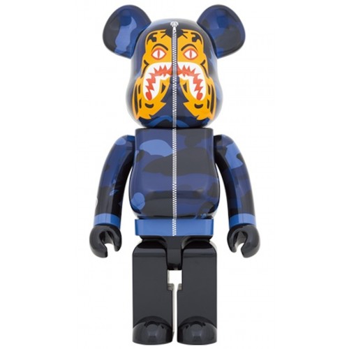Оригинальная большая фигурка Bearbrick x BAPE Camo Tiger 1000% Blue - 70см