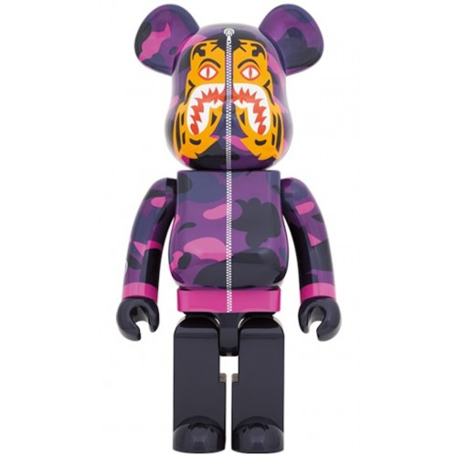 Оригинальная большая фигурка Bearbrick x BAPE Camo Tiger 1000% Purple - 70см