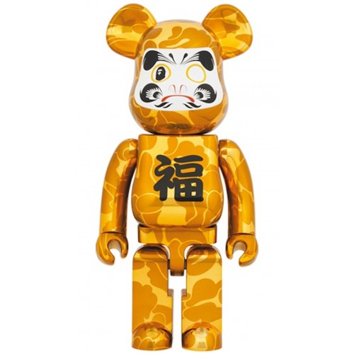 Оригинальная большая фигурка Bearbrick x BAPE Daruma 1000% Gold Plated - 70см