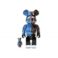 Набор фигурок (7см и 28см) Bearbrick x BAPE Line Camo Shark 100% & 400% Set Blue/Black