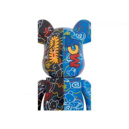 Оригинальная большая фигурка Bearbrick x BAPE Line Camo Shark 1000% Blue/Black - 70см
