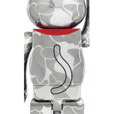 Bearbrick x BAPE Maneki Neko 1000% Silver Plated