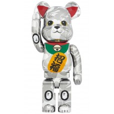 Большая фигурка (70см) Bearbrick x BAPE Maneki Neko 1000% Silver Plated