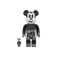 Набор фигурок (7см и 28см) Bearbrick x Bape Mickey Mouse Monotone 100% & 400%