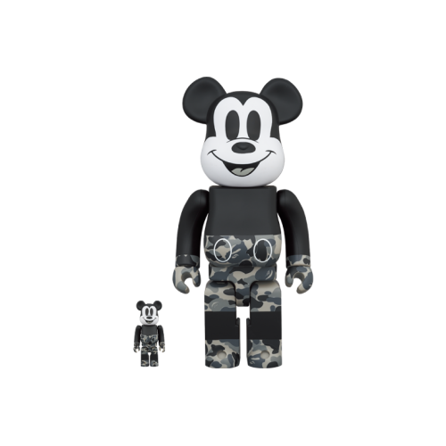 Оригинальный набор фигурок Bearbrick x Bape Mickey Mouse Monotone 100% & 400% - 7см и 28см