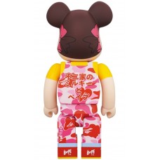Bearbrick x BAPE Peko-chan 100% & 400% Set of 3 Green Camo/Pink Camo/Blue Camo