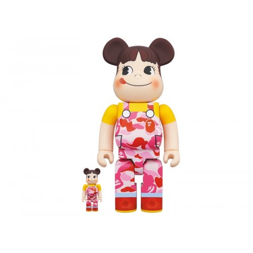 Оригинальный набор фигурок Bearbrick x BAPE Peko-chan 100% & 400% Set Pink Camo - 7см и 28см