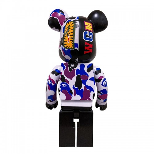 Оригинальная большая фигурка Bearbrick x Bape Shark Hong Kong 15th Anniversary 1000% Purple Camo - 70см