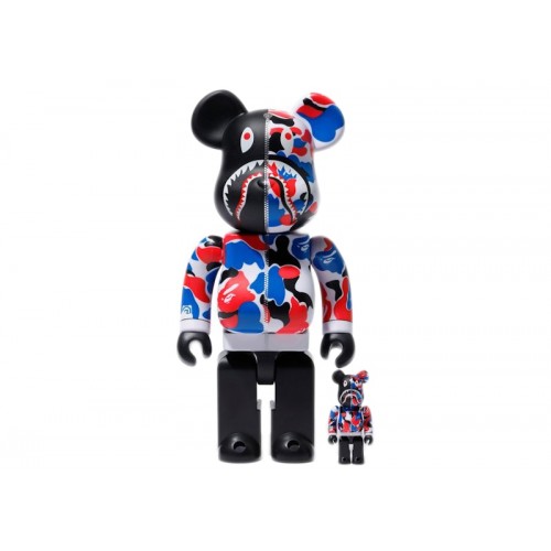 Оригинальный набор фигурок Bearbrick x Bape Shark London Store 100% & 400% Set - 7см и 28см