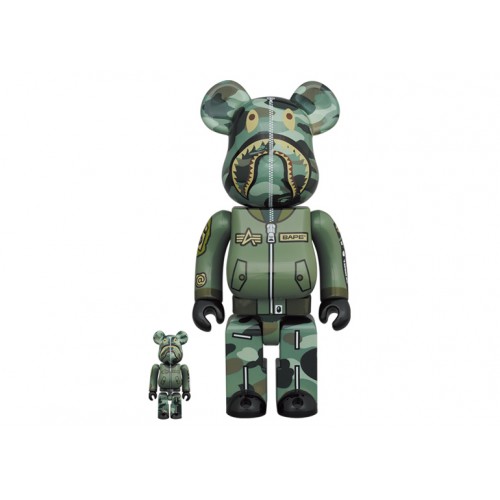 Оригинальный набор фигурок Bearbrick x Bape x Alpha Industries 100% & 400% Set - 7см и 28см
