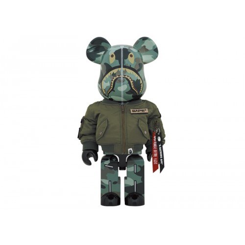 Оригинальная большая фигурка Bearbrick x Bape x Alpha Industries 1000% - 70см
