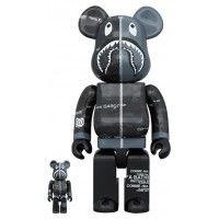 Набор фигурок (7см и 28см) Bearbrick x BAPE x Comme des Garcons Camo Shark 100% & 400% Set