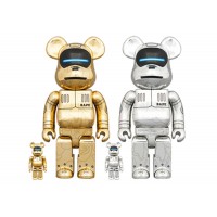 Фигурка (28см) Bearbrick x BAPE x Hajime Sorayama Baby Milo 100% & 400% 4x Set Gold/Silver