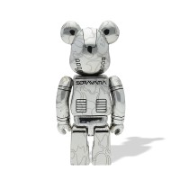Bearbrick x BAPE x Hajime Sorayama Baby Milo 100% & 400% Set Silver