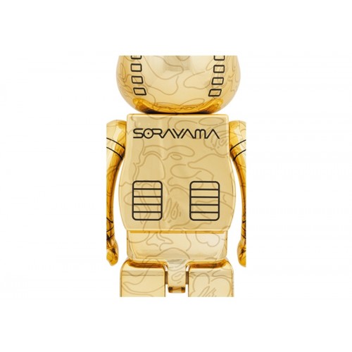 Оригинальная большая фигурка Bearbrick x BAPE x Hajime Sorayama Baby Milo 1000% 2x Set Gold/Silver - 70см