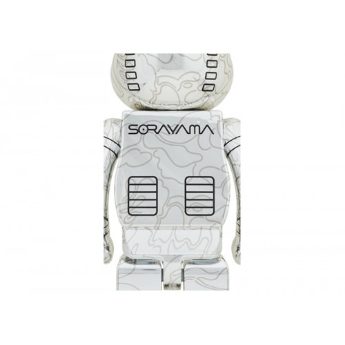 Оригинальная большая фигурка Bearbrick x BAPE x Hajime Sorayama Baby Milo 1000% 2x Set Gold/Silver - 70см
