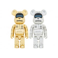 Большая фигурка (70см) Bearbrick x BAPE x Hajime Sorayama Baby Milo 1000% 2x Set Gold/Silver