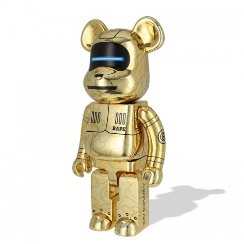 Оригинальная большая фигурка Bearbrick x BAPE x Hajime Sorayama Baby Milo 1000% Gold - 70см